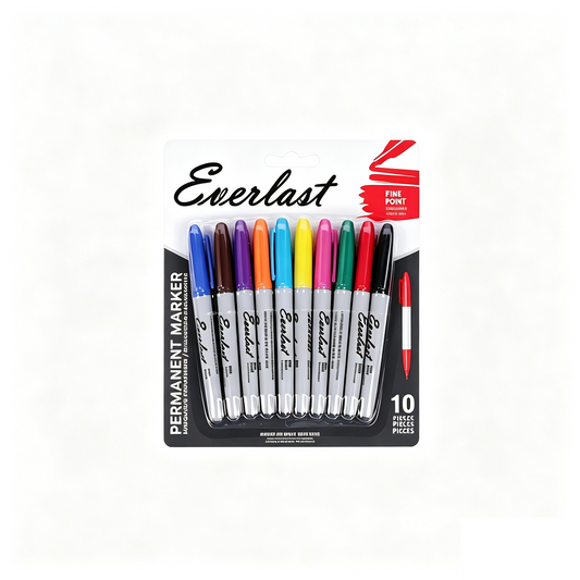 Permanent Markers, Fine Point, Assorted Colors, 10 Count