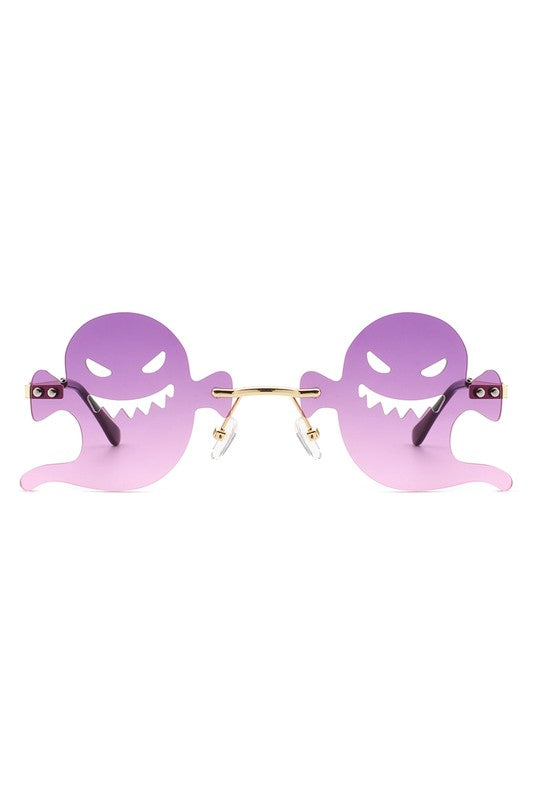 Rimless Devil Shape Tinted Party Sunglasses