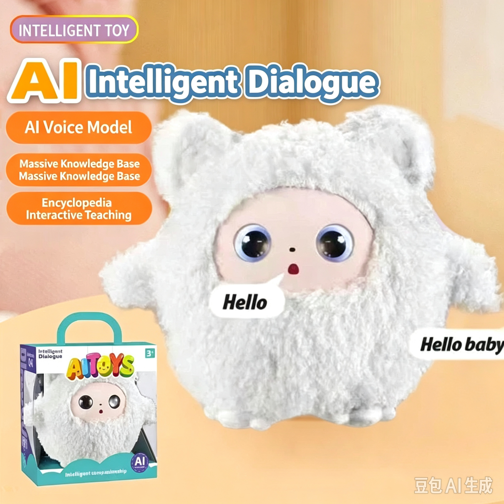AI Interactive Plush Doll, Multi-language Smart Robot, Kids Educational Early Learning Toy