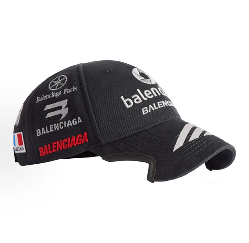 Balenciaga Racing Multi‑Patch Embroidered Baseball Cap Unisex Black